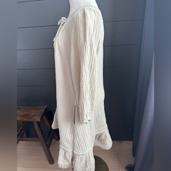 Shannon Passero Cream Long Sleeve Dress Cotton Ruffle Flowy Gauze - Picture 3 of 7